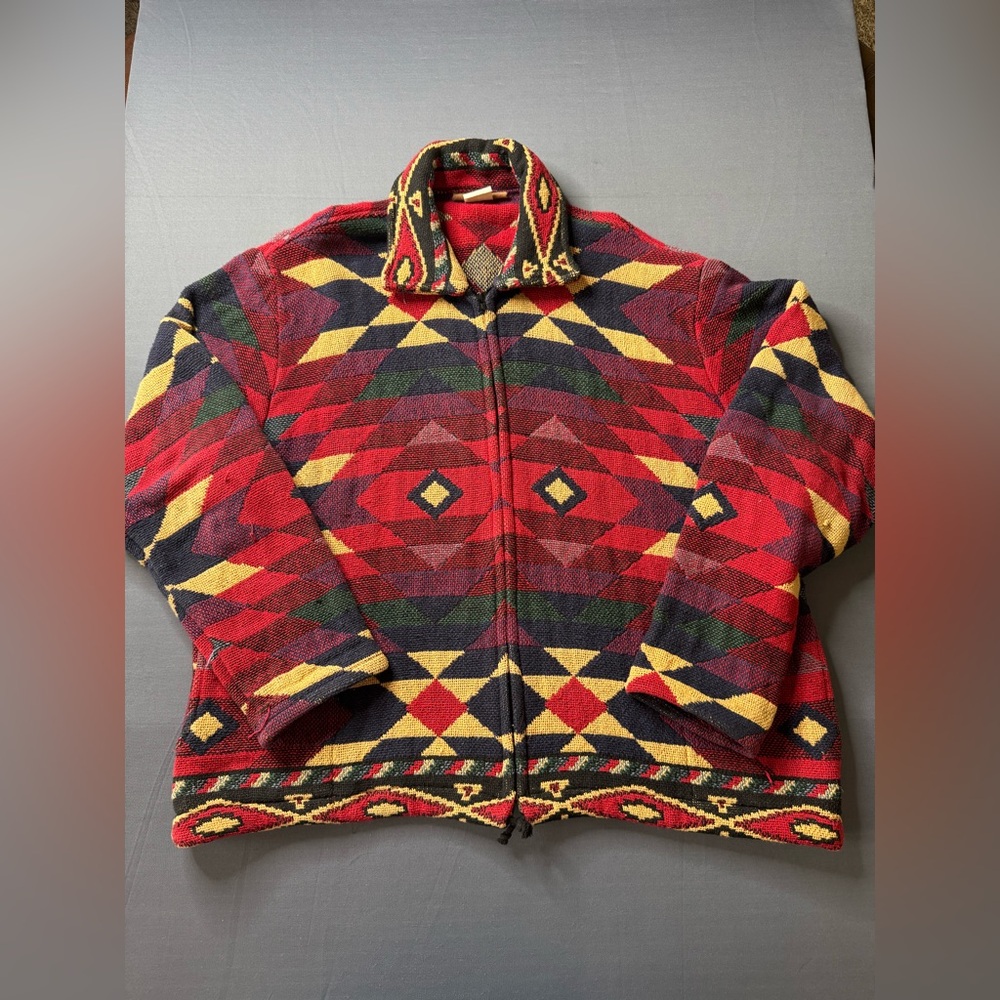 Vintage Painted Pony Fullzip Jacket Aztec Pattern  100% Cotton 27L 26W